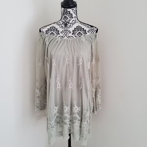 4/$25 Calstyle Sage Green Lace Tunic